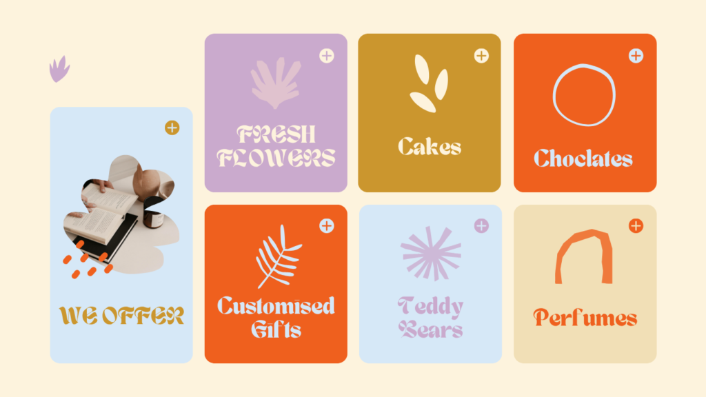 internal homepage internal communication website in cream orange pastel blue business hip style (1)